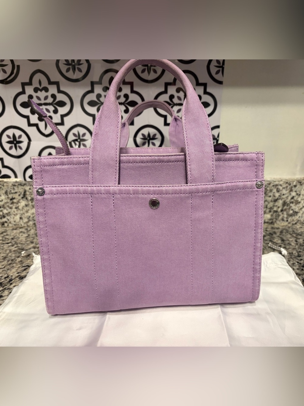 Coach Lilac Canvas Tote with Logo - Picture 8 of 10
